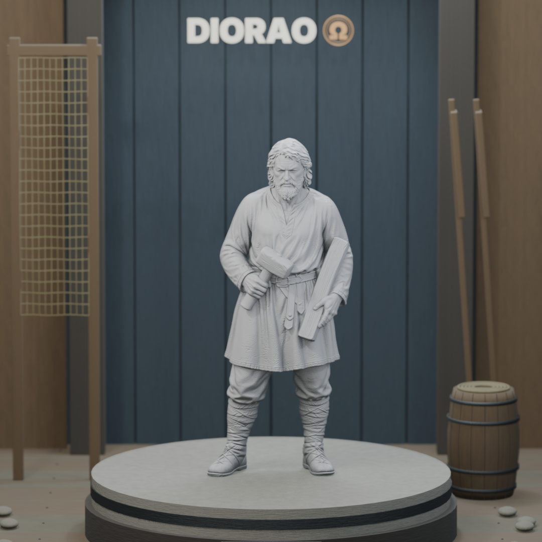 Boatwright Worker — actual STL on the DIORAO display stage, consistent physical scale. Scenery not included.