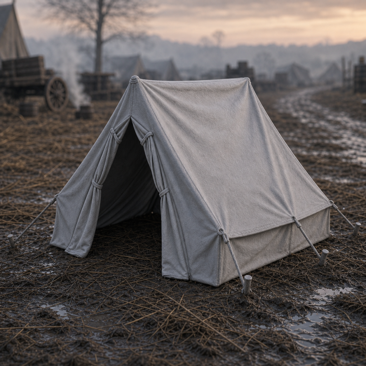 Canvas Campaign Tent - Napoleonic French canvas campaign tent section, 1:35 scale grey resin miniature.