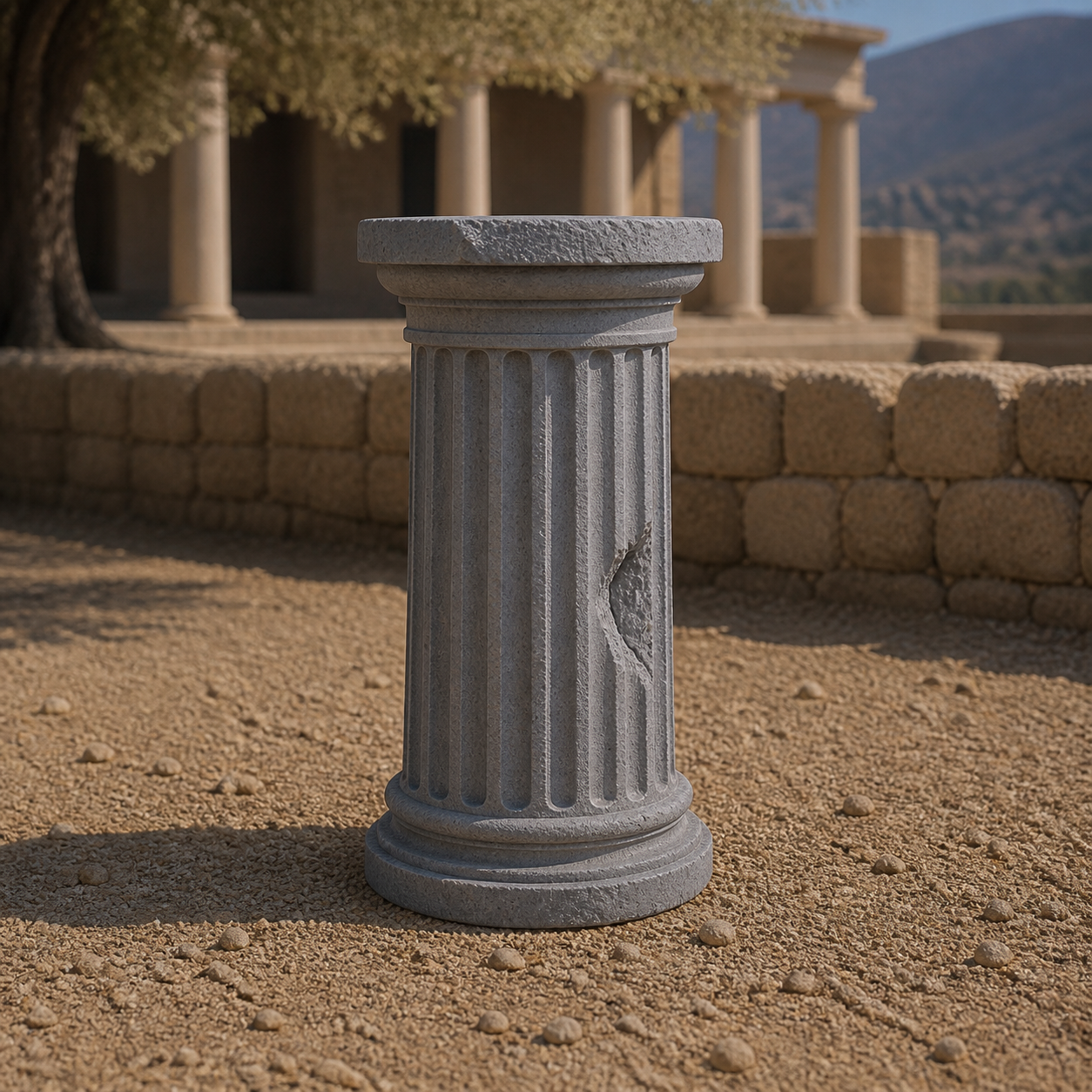 Doric Column Section - Greek Doric column section with fluting and capital, 1:35 scale grey resin miniature.