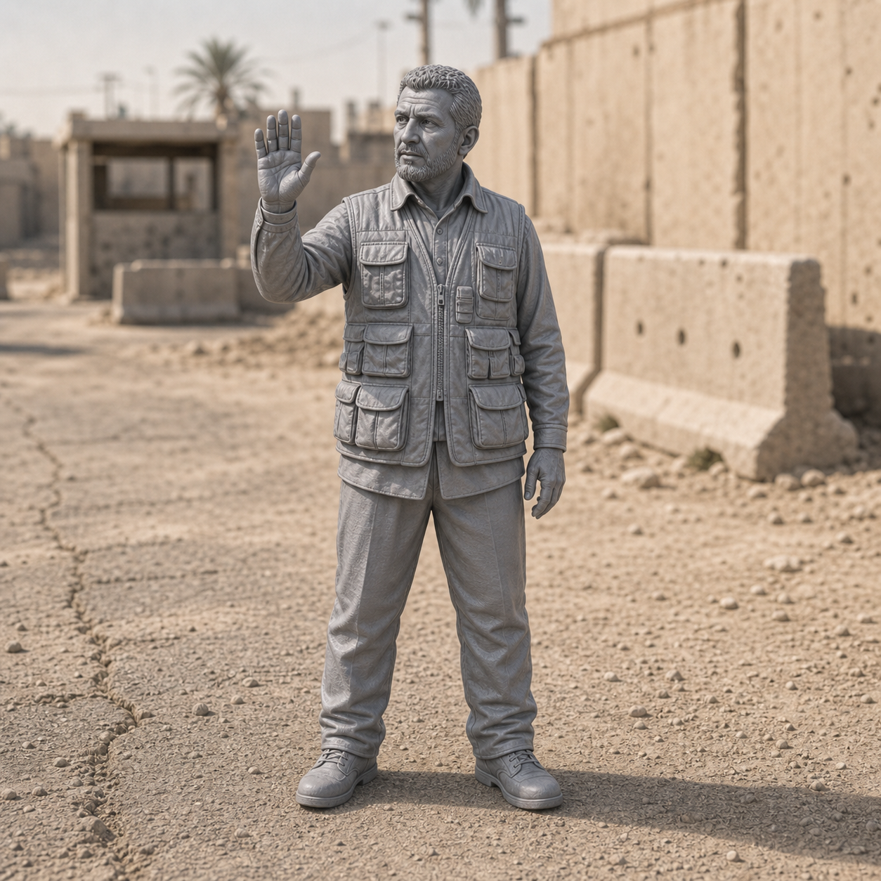 Interpreter In Patrol Vest - modern patrol interpreter in civilian clothes and basic protective vest, 1:35 scale grey resin miniature.