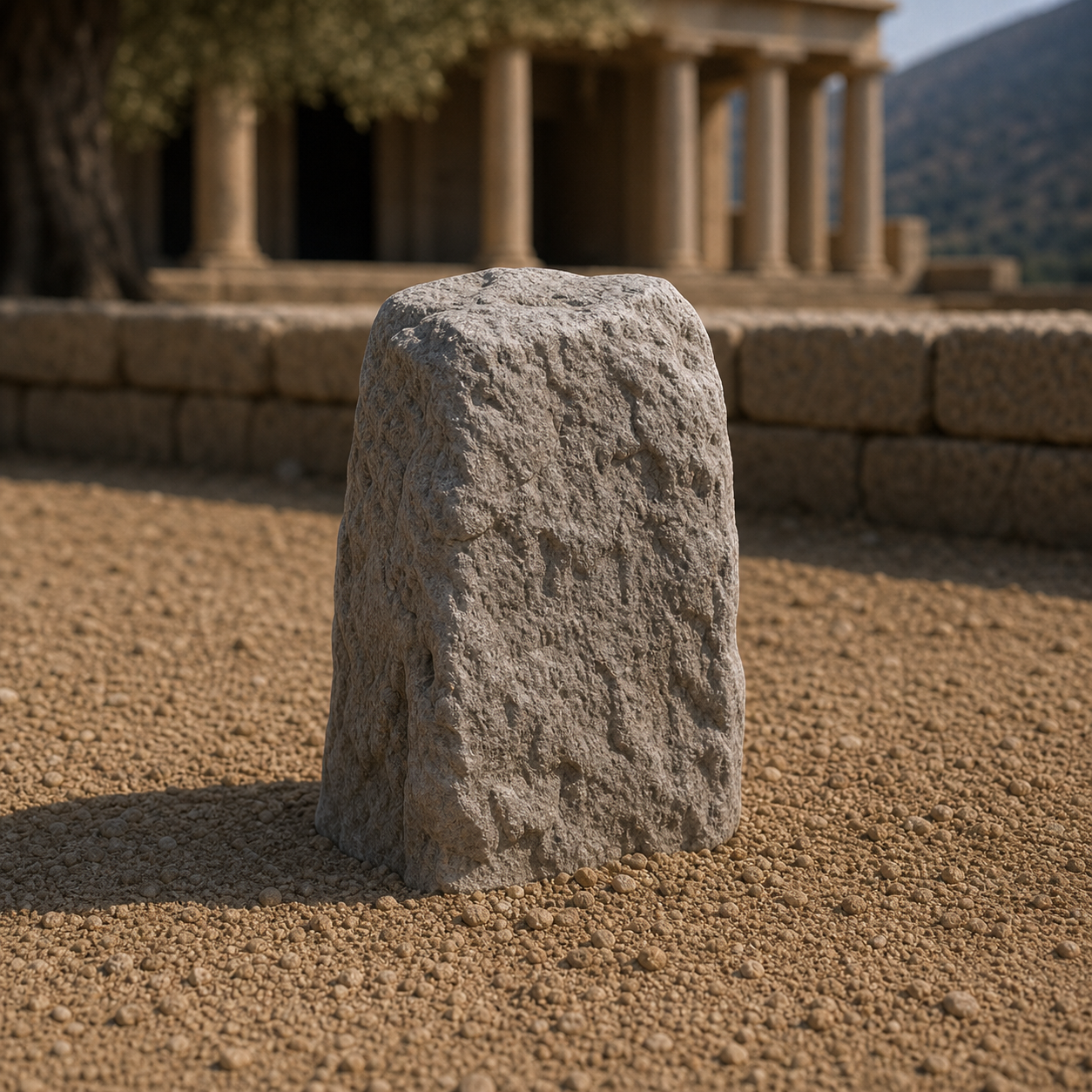 Laconian Boundary Stone - Spartan horos boundary marker with incised Greek lettering, 1:35 scale grey resin miniature.