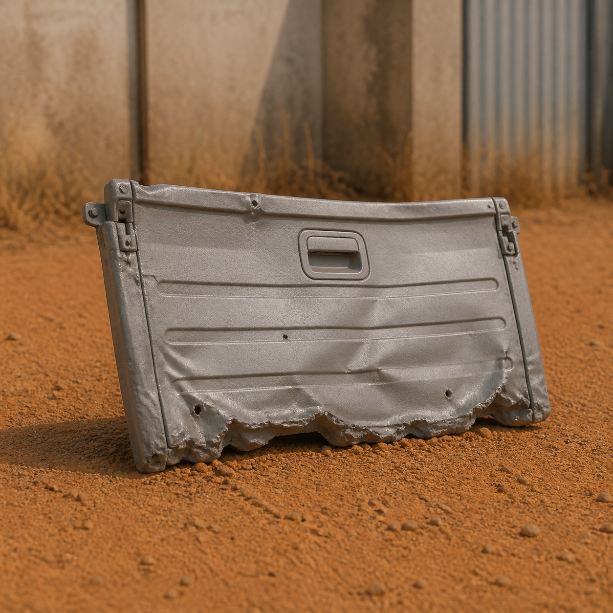 Pickup Tailgate Wreck Panel - modern Sahel pickup truck tailgate wreck panel, 1:35 scale grey resin miniature.