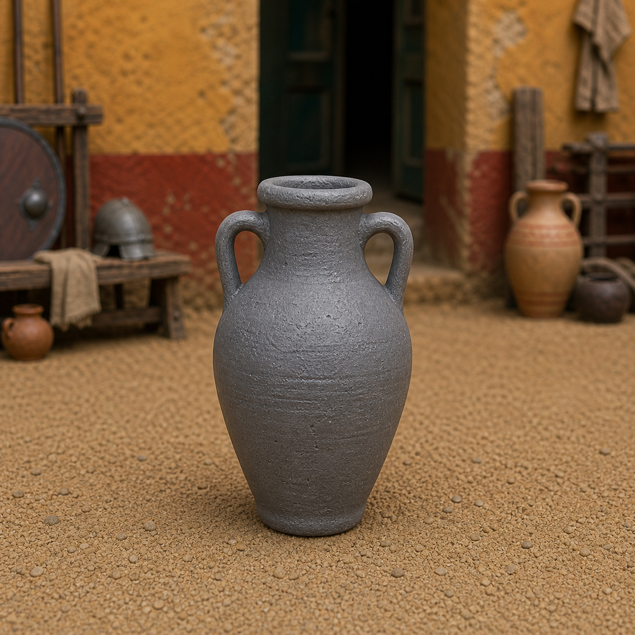 Water Amphora — Roman two-handled clay vessel for water storage, 1:35 scale grey resin miniature.