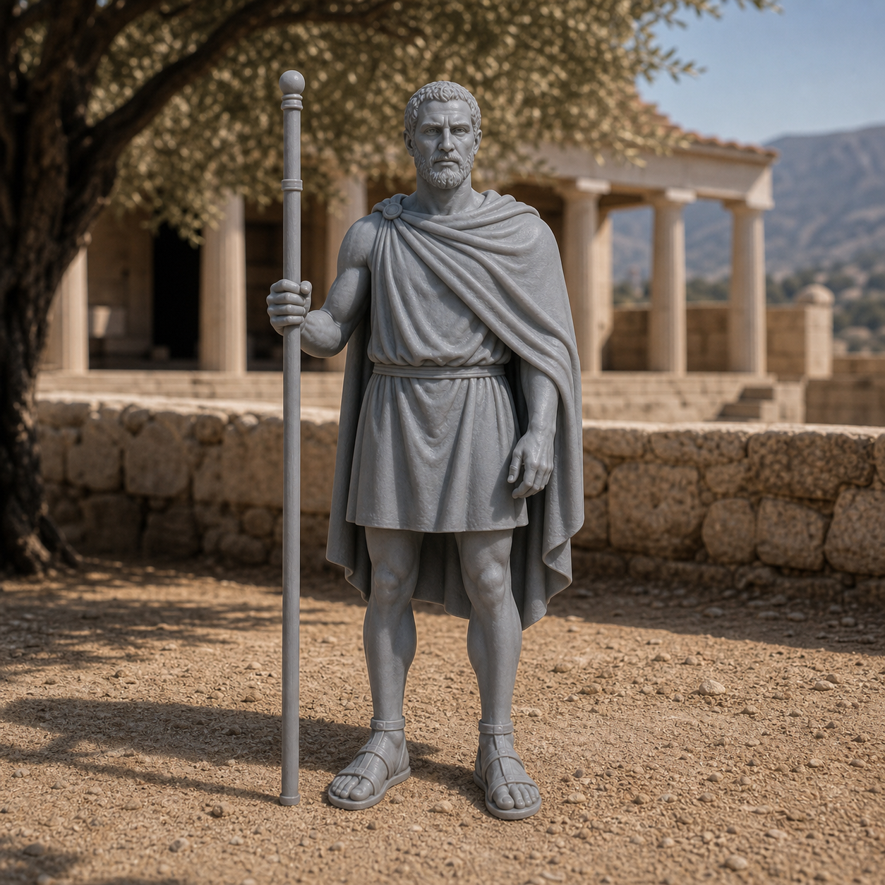 Spartan Herald With Staff - Spartan kerux herald with herald's staff, 1:35 scale grey resin miniature.