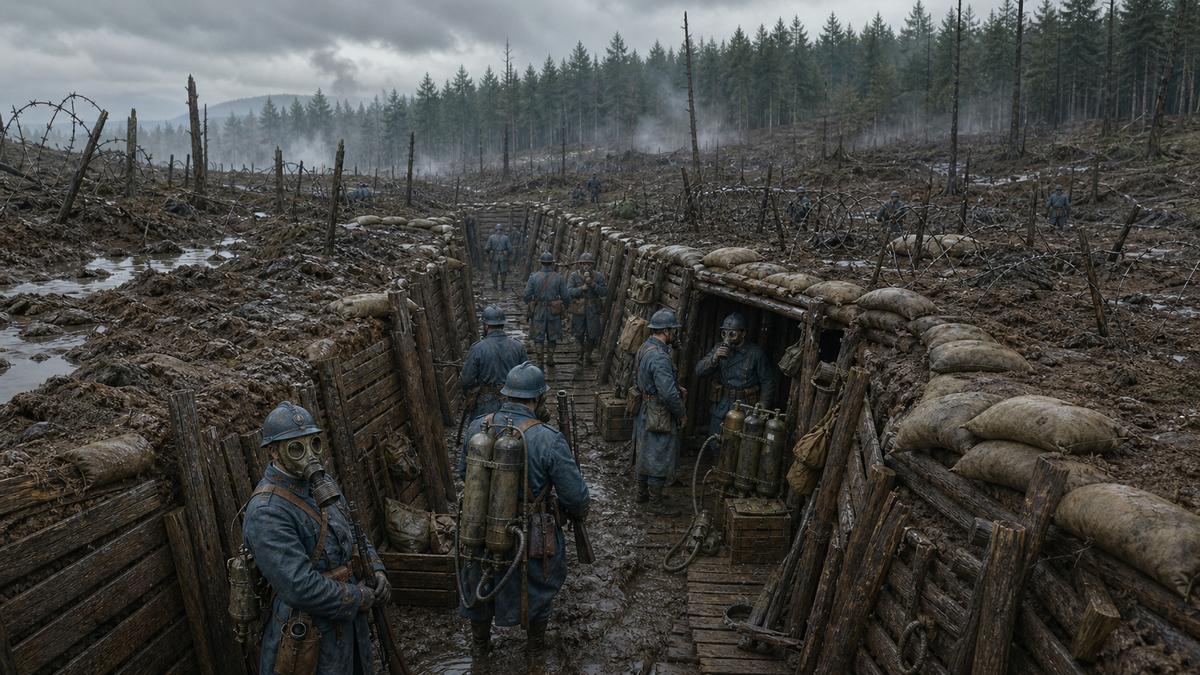 Ardennes Trench Warfare diorama scene