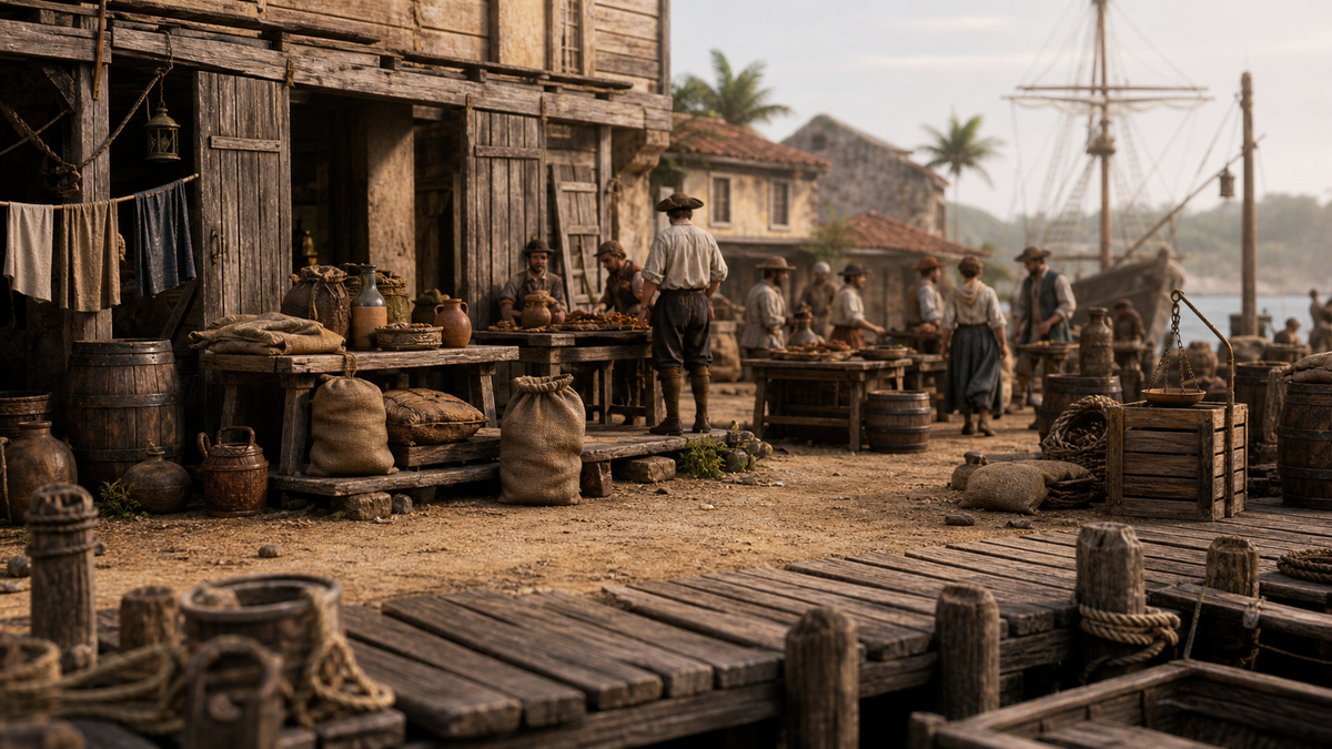 Colonial Settlement Street Life diorama scene