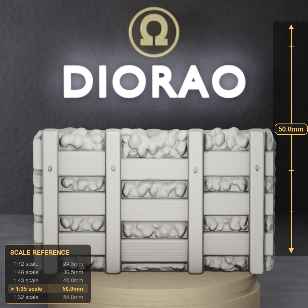 Timber Revetment Wall Section - WW1 trench wall faced with vertical planks held by horizontal struts, 1:35 scale grey resin miniature. - size reference with ruler.