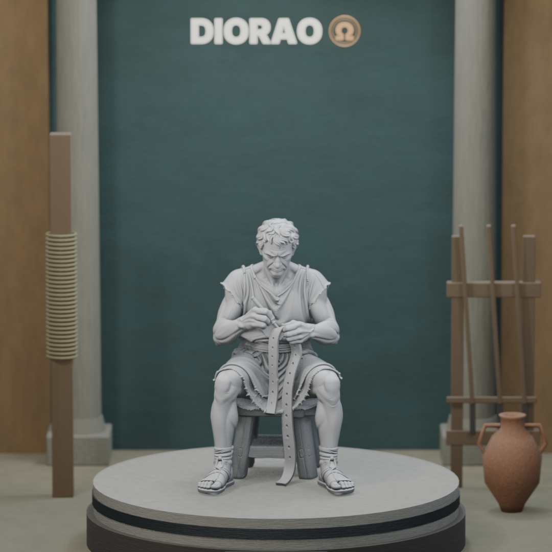 Leather Repair Worker — actual STL on the DIORAO display stage, consistent physical scale. Scenery not included.