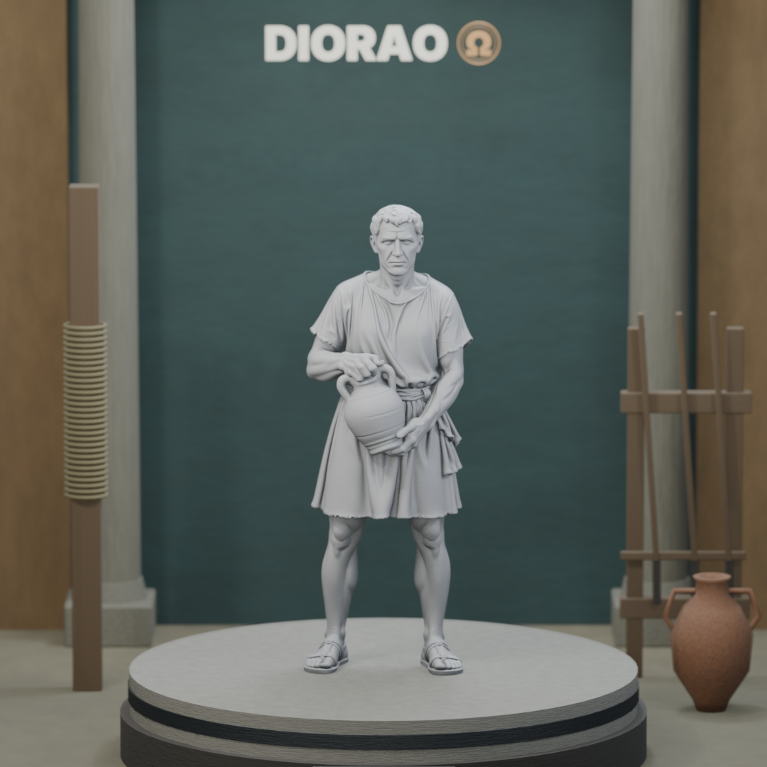 Water Carrier — actual STL on the DIORAO display stage, consistent physical scale. Scenery not included.