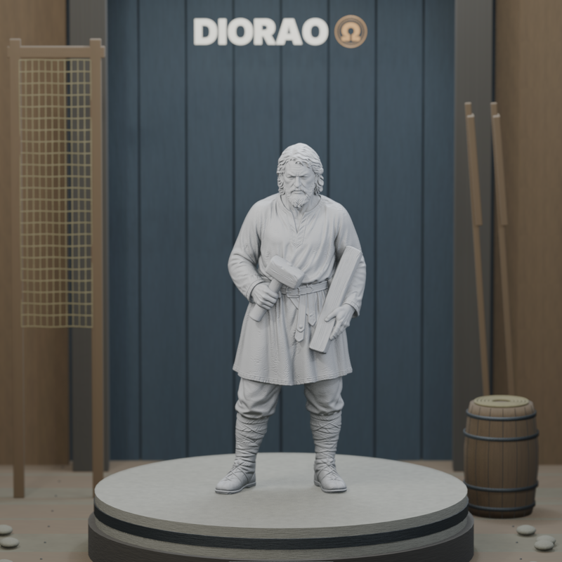 Boatwright Worker — actual STL on the DIORAO display stage, consistent physical scale. Scenery not included.