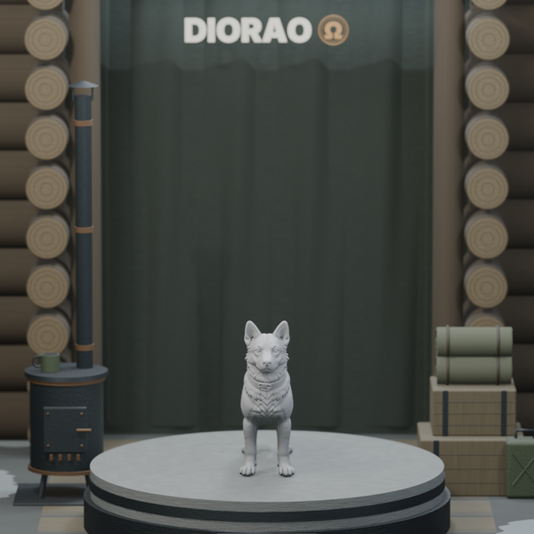 Soviet Guard Dog — actual STL on the DIORAO display stage, consistent physical scale. Scenery not included.