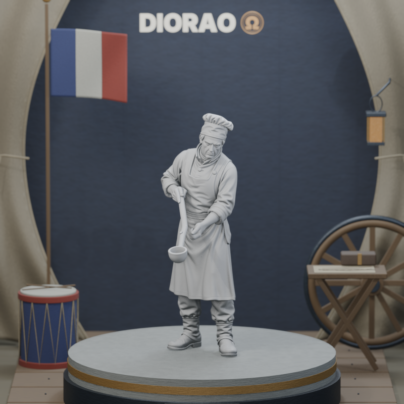 Camp Cook Stirring Ladle — actual STL on the DIORAO display stage, consistent physical scale. Scenery not included.