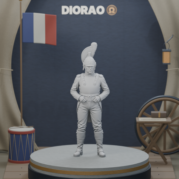 Cuirassier Trooper In Breastplate — actual STL on the DIORAO display stage, consistent physical scale. Scenery not included.