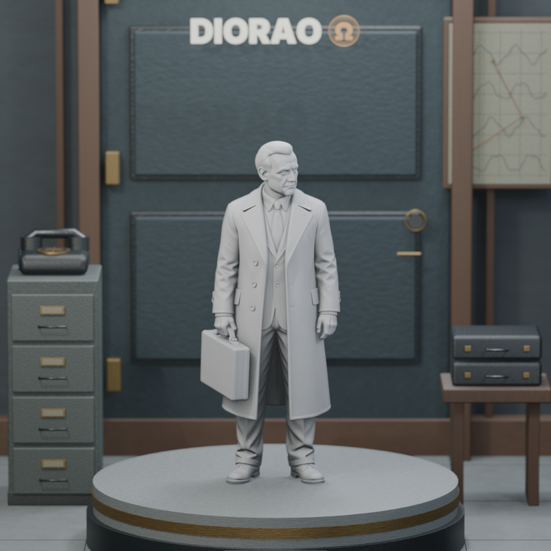 KGB Liaison Officer With Briefcase - actual STL on the DIORAO display stage, consistent physical scale. Scenery not included.