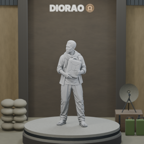 Civilian Water Carrier — actual STL on the DIORAO display stage, consistent physical scale. Scenery not included.