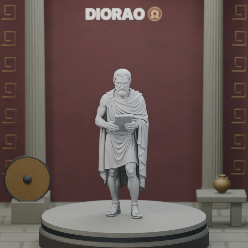 Ephor With Wax Tablet — actual STL on the DIORAO display stage, consistent physical scale. Scenery not included.