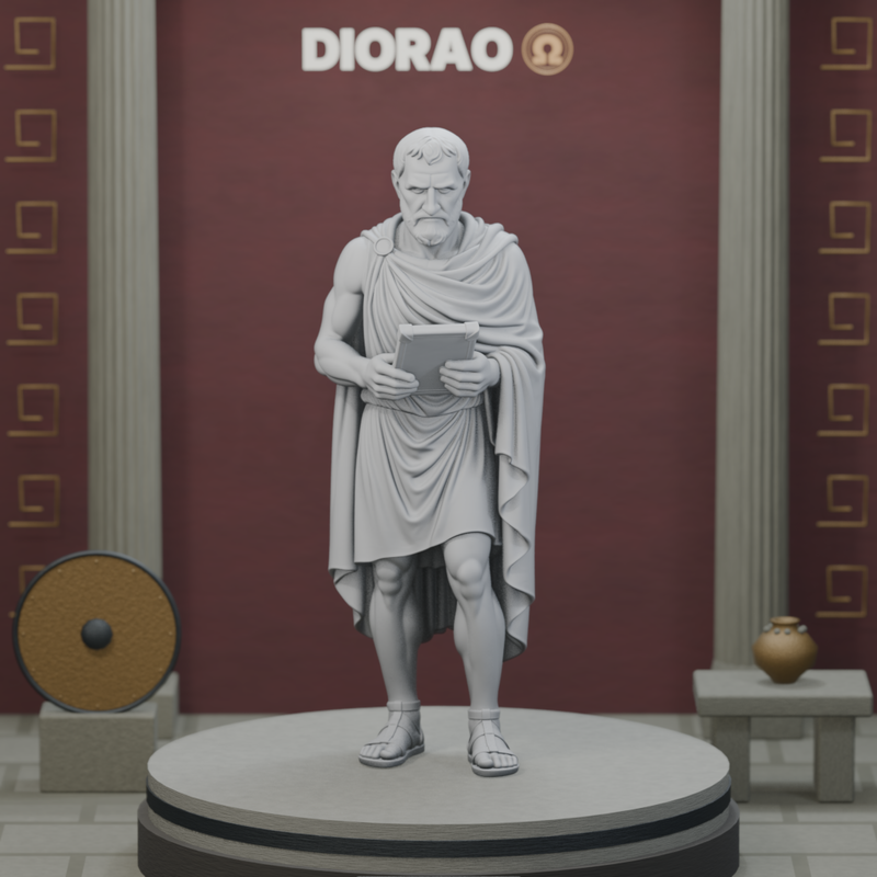 Ephor With Wax Tablet — actual STL on DIORAO display stage, enlarged framing; stage not included.