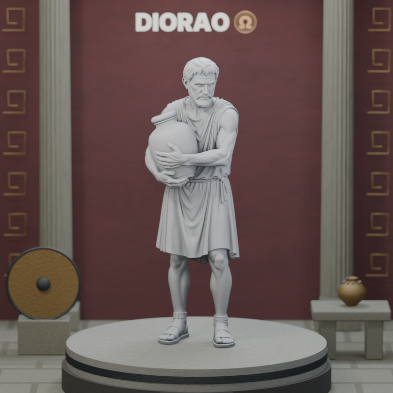 Helot Water Carrier — actual STL on DIORAO display stage, enlarged framing; stage not included.