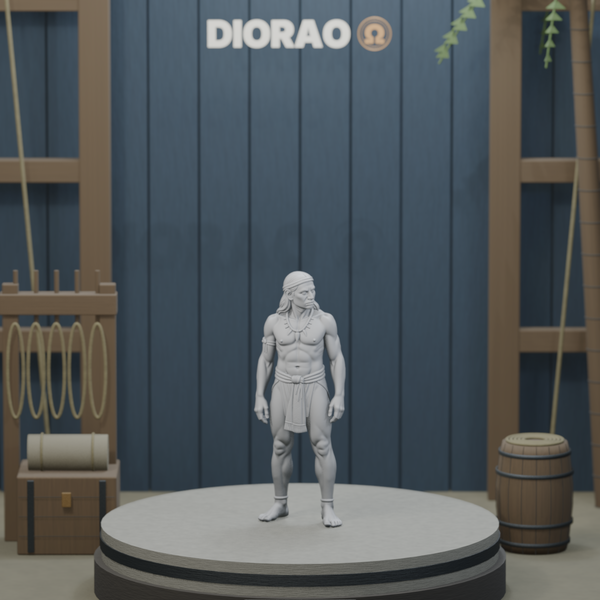 Taíno Observer Standing - actual STL on the DIORAO display stage, consistent physical scale. Scenery not included.