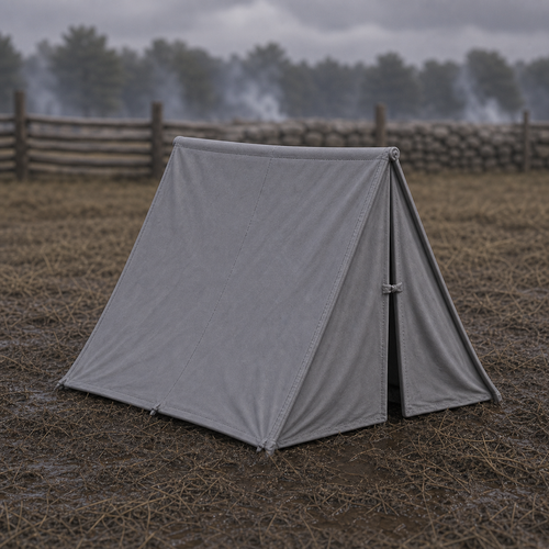 Canvas A Frame Tent - Civil War canvas A-frame wedge tent, 1:35 scale grey resin miniature.