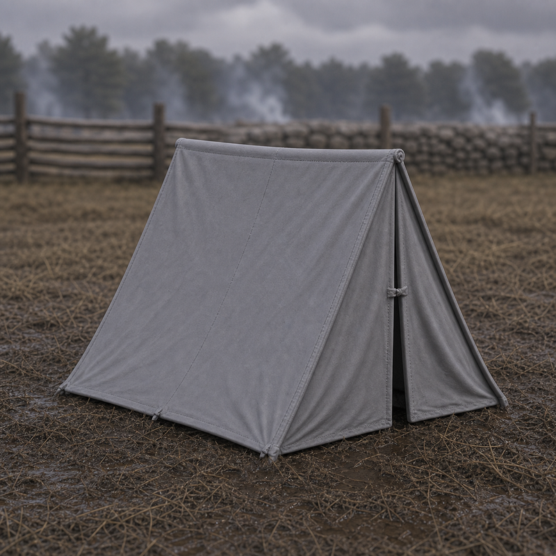 Canvas A Frame Tent - Civil War canvas A-frame wedge tent, 1:35 scale grey resin miniature.