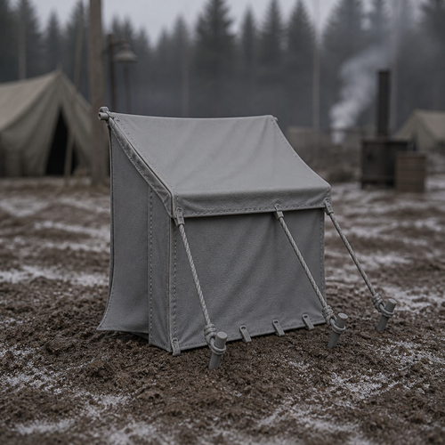 Canvas Command Tent Section - WWII Soviet canvas command tent fragment, 1:35 scale grey resin miniature.