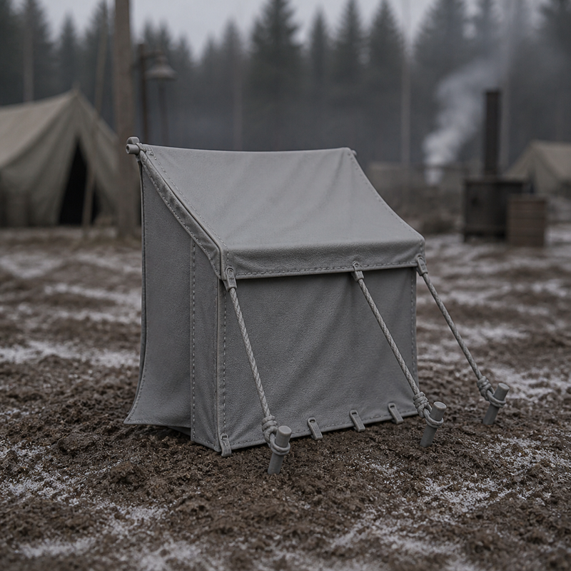 Canvas Command Tent Section - WWII Soviet canvas command tent fragment, 1:35 scale grey resin miniature.