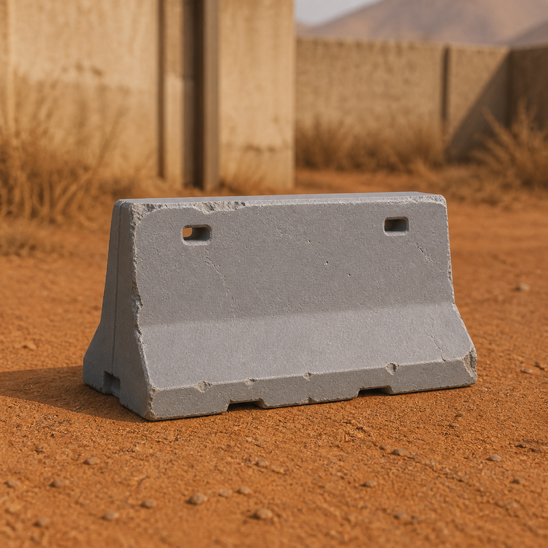 Concrete Jersey Barrier Section - modern Sahel checkpoint concrete jersey barrier fragment, 1:35 scale grey resin miniature.