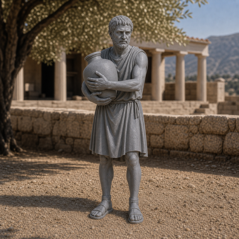 Helot Water Carrier - Spartan helot serf carrying a water jar, 1:35 scale grey resin miniature.