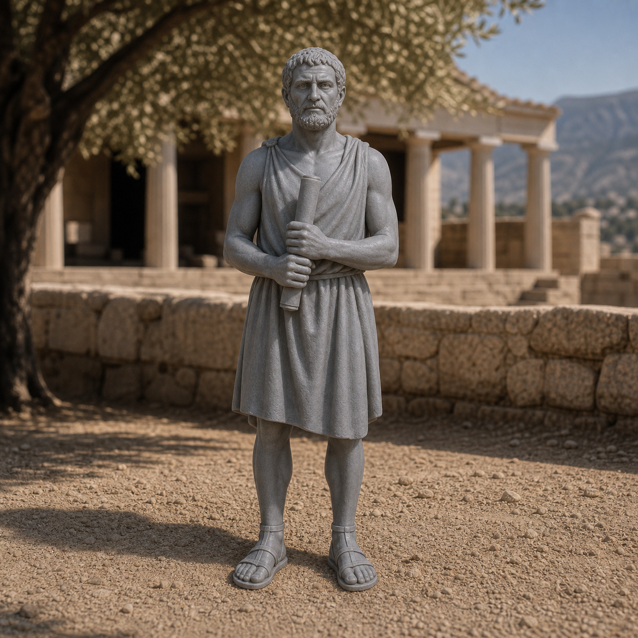 Perioikoi Petition Bearer - Spartan perioikoi citizen with scroll petition, 1:35 scale grey resin miniature.