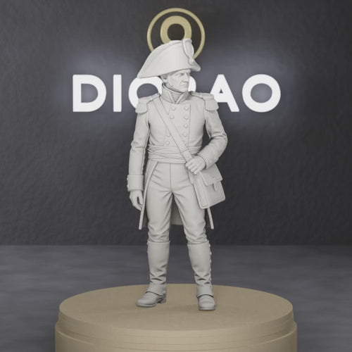 Artillery Officer With Map Case - Napoleonic French artillery officer holding a leather map case, 1:35 scale grey resin miniature.