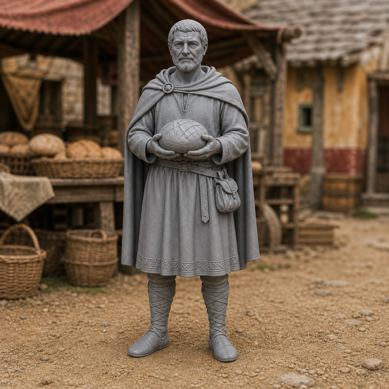 Market Bread Seller - early medieval Paris market vendor.