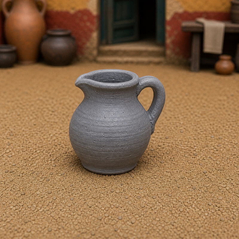 Small Water Jug — Roman handheld clay water jug, 1:35 scale grey resin miniature.