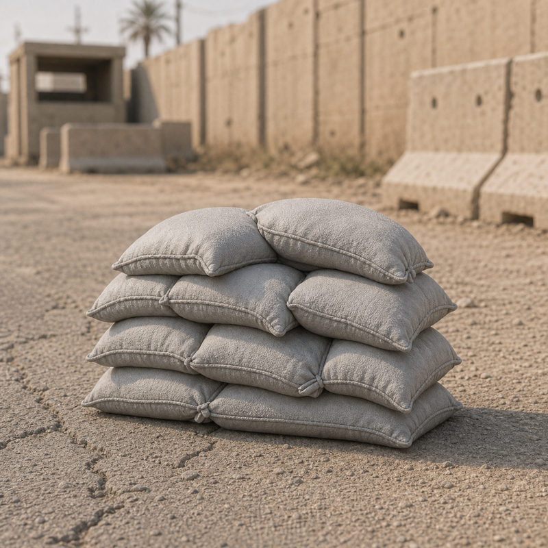 Sandbag Stack - modern stacked sandbag fortification section, 1:35 scale grey resin miniature.